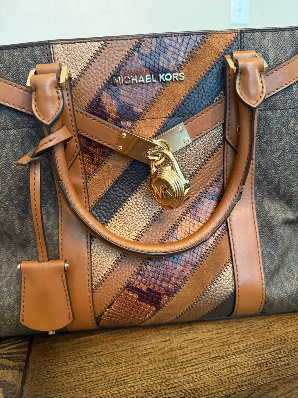Michael Kors Nouveau Hamilton Satchel Handbag CrossbodyPurse Bag Women Brown